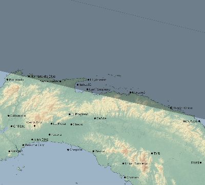 Map of the eclipse path across Panama on 04/25/2237