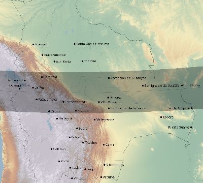 Map of the eclipse path across Bolivia on 10/19/2237