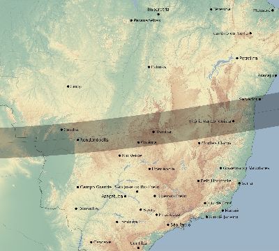 Map of the eclipse path across Brazil on 10/19/2237