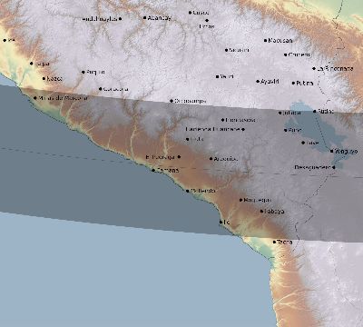 Map of the eclipse path across Peru on 10/19/2237