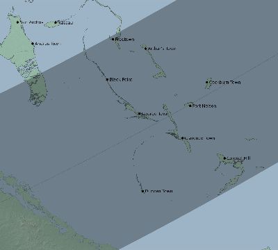 Map of the eclipse path across Bahamas on 02/23/2240