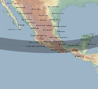 Map of the eclipse path across Mexico on 02/23/2240