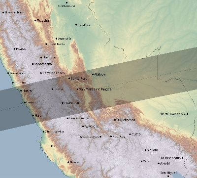 Map of the eclipse path across Peru on 08/18/2240
