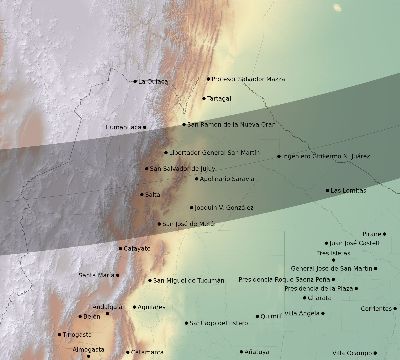 Map of the eclipse path across Argentina on 02/11/2241
