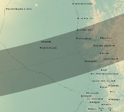 Map of the eclipse path across Paraguay on 02/11/2241
