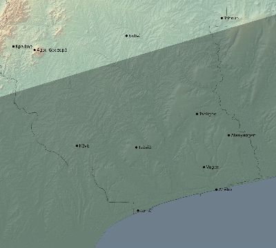 Map of the eclipse path across Togo on 02/11/2241