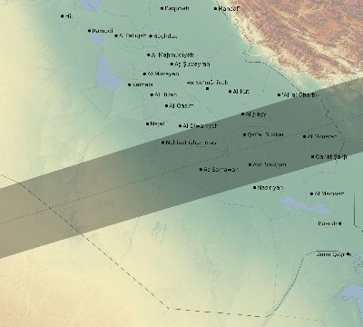 Map of the eclipse path across Iraq on 08/08/2241