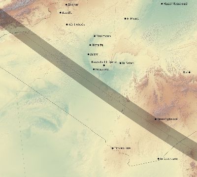Map of the eclipse path across Algeria on 12/12/2243