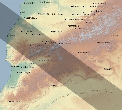 Map of the eclipse path across Morocco on 12/12/2243