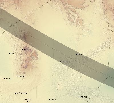 Map of the eclipse path across Niger on 12/12/2243