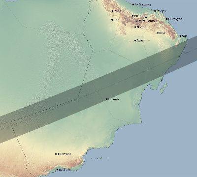 Map of the eclipse path across Oman on 12/12/2243