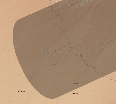 Map of the eclipse path across Botswana on 06/06/2244