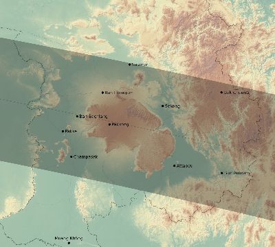 Map of the eclipse path across Laos on 06/06/2244