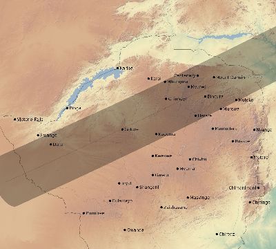 Map of the eclipse path across Zimbabwe on 06/06/2244