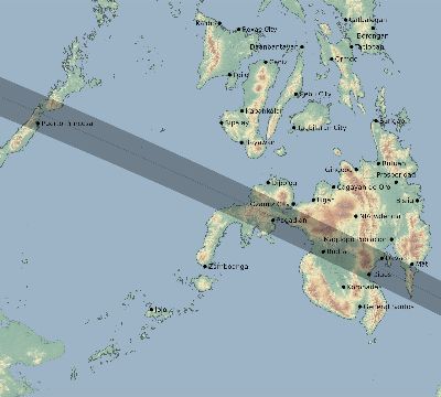 Map of the eclipse path across Philippines on 12/01/2244