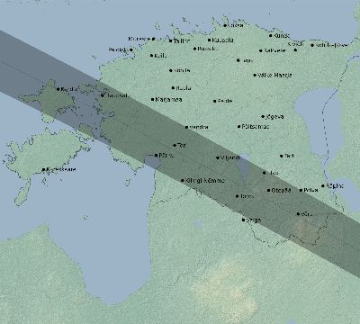 Map of the eclipse path across Estonia on 05/26/2245