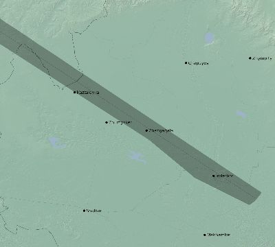 Map of the eclipse path across Kazakhstan on 05/26/2245