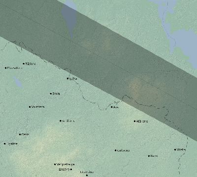 Map of the eclipse path across Latvia on 05/26/2245