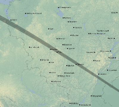 Map of the eclipse path across Russia on 05/26/2245