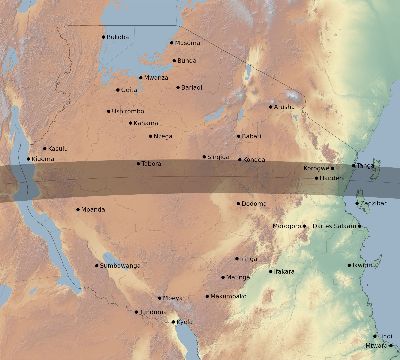 Map of the eclipse path across Tanzania on 04/06/2247