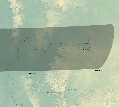 Map of the eclipse path across Mali on 09/29/2247