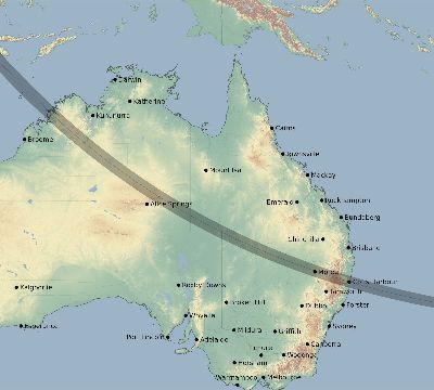 Map of the eclipse path across Australia on 09/18/2248