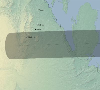 Map of the eclipse path across Saudi Arabia on 09/18/2248