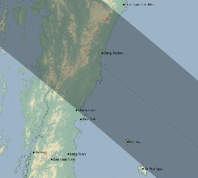Map of the eclipse path across Thailand on 09/18/2248