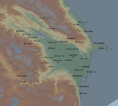 Map of the eclipse path across Azerbaijan on 03/15/2249
