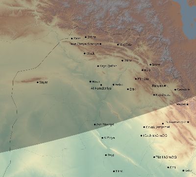 Map of the eclipse path across Iraq on 03/15/2249