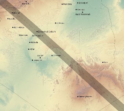 Map of the eclipse path across Algeria on 07/19/2251
