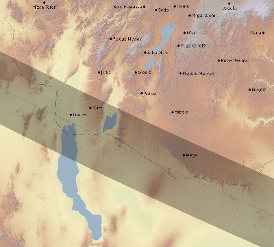 Map of the eclipse path across Ethiopia on 07/19/2251