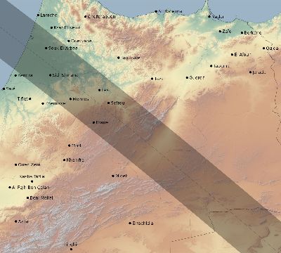 Map of the eclipse path across Morocco on 07/19/2251