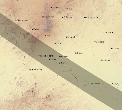 Map of the eclipse path across Sudan on 07/19/2251