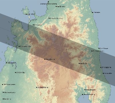 Map of the eclipse path across Madagascar on 01/12/2252