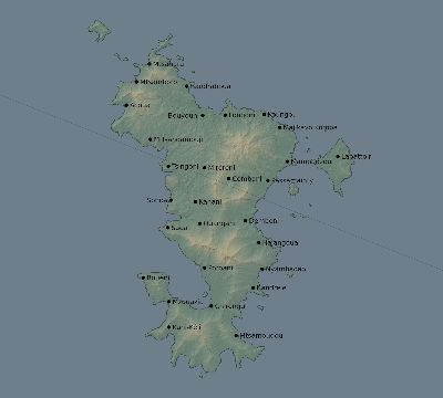 Map of the eclipse path across Mayotte on 01/12/2252