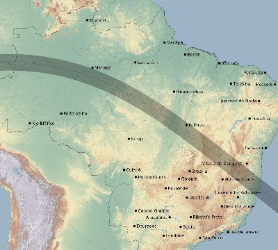 Map of the eclipse path across Brazil on 07/07/2252