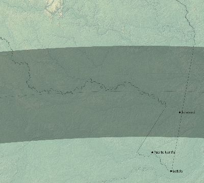 Map of the eclipse path across Colombia on 07/07/2252