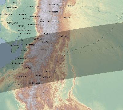 Map of the eclipse path across Ecuador on 07/07/2252