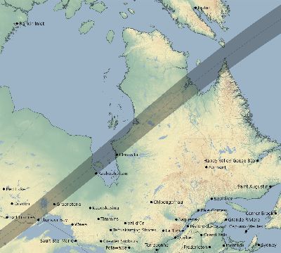 Map of the eclipse path across Canada on 05/17/2254