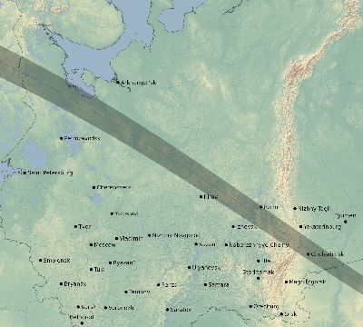 Map of the eclipse path across Russia on 05/17/2254