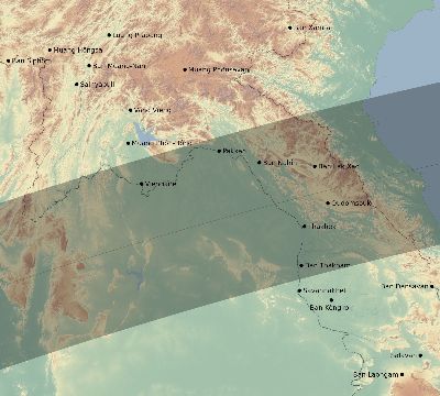 Map of the eclipse path across Laos on 05/07/2255