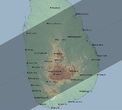 Map of the eclipse path across Sri Lanka on 05/07/2255