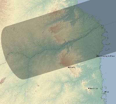 Map of the eclipse path across Mozambique on 05/07/2255