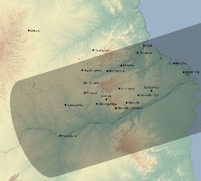 Map of the eclipse path across Tanzania on 05/07/2255