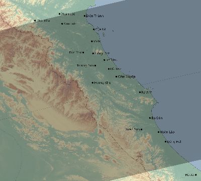 Map of the eclipse path across Vietnam on 05/07/2255