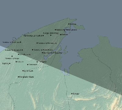 Map of the eclipse path across Brunei on 10/31/2255