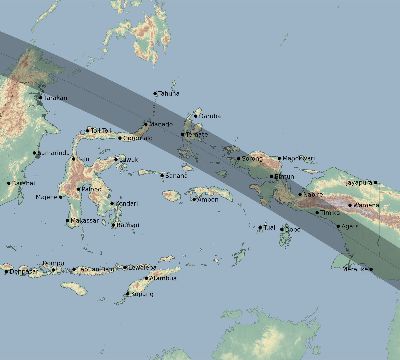 Map of the eclipse path across Indonesia on 10/31/2255