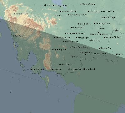 Map of the eclipse path across Cambodia on 10/31/2255