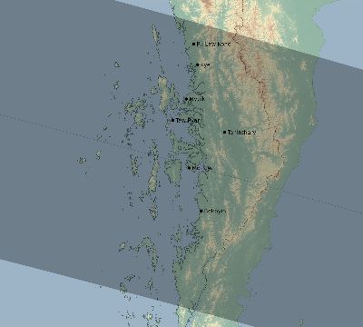 Map of the eclipse path across Myanmar on 10/31/2255